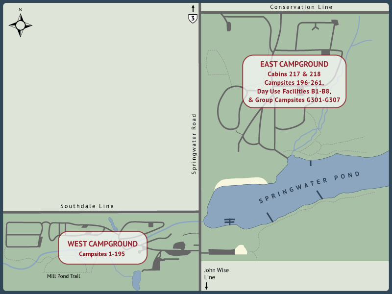 Springwater Conservation Area campground overview map