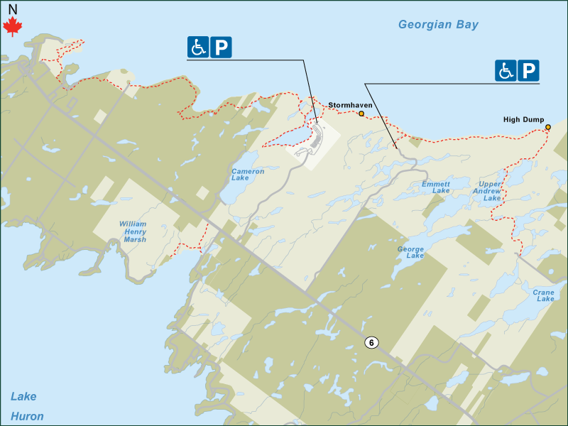 Bruce Peninsula - Parking campground overview map