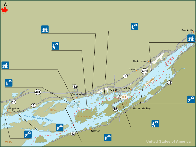 Thousand Islands campground overview map