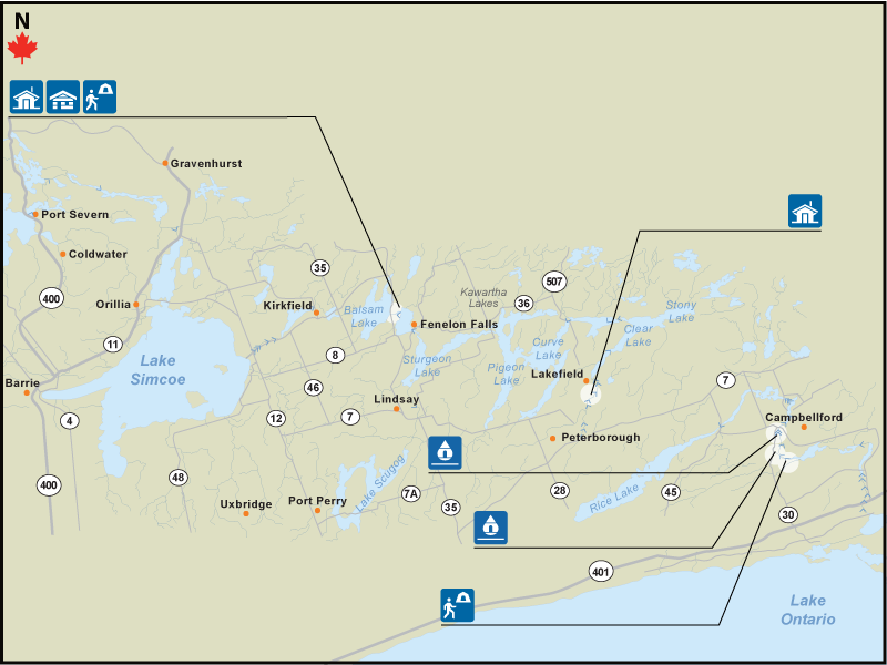 Trent-Severn Waterway campground overview map