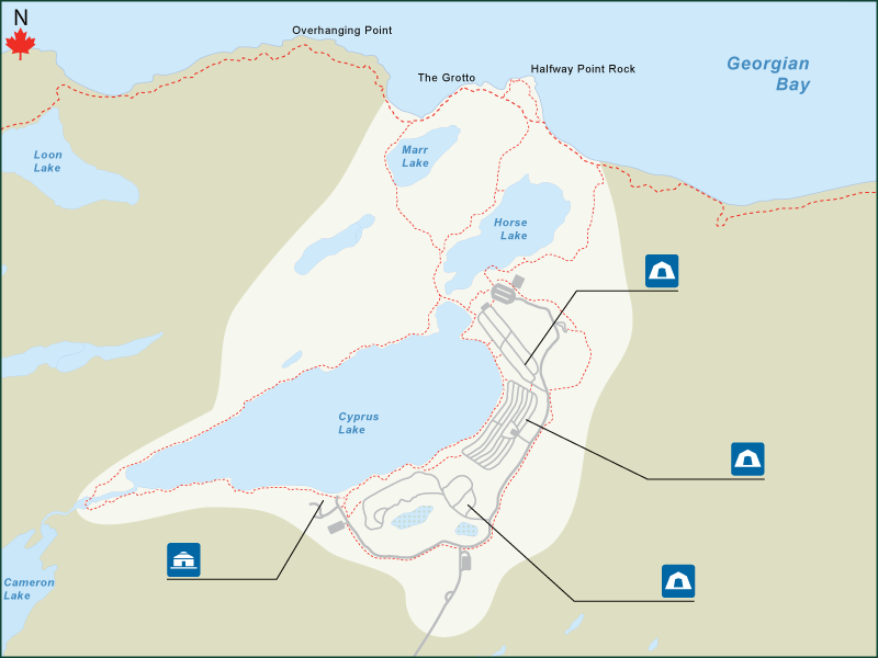 Cyprus Lake campground overview map