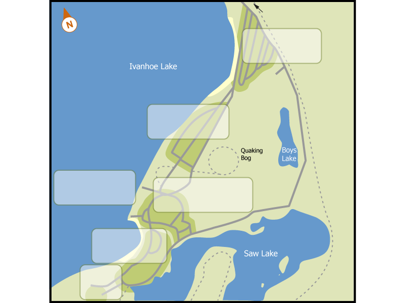 Ivanhoe Lake campground overview map