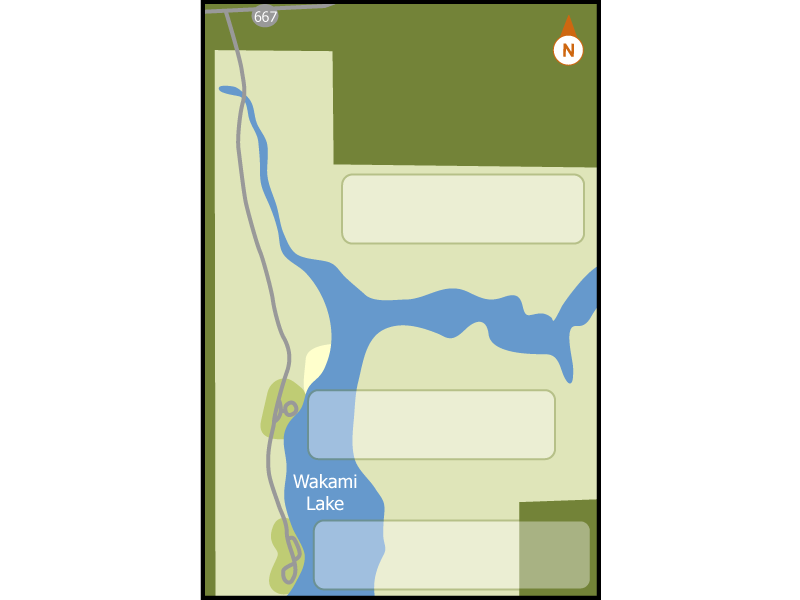 Wakami Lake campground overview map