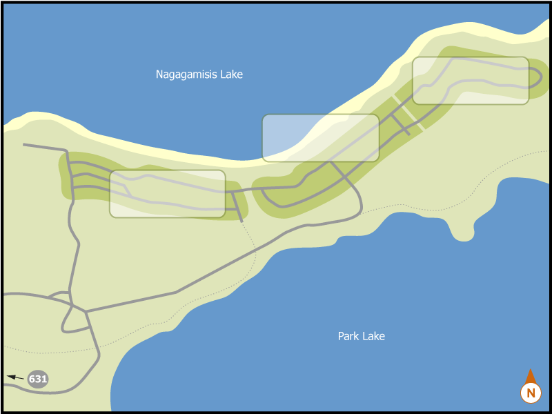 Nagagamisis campground overview map