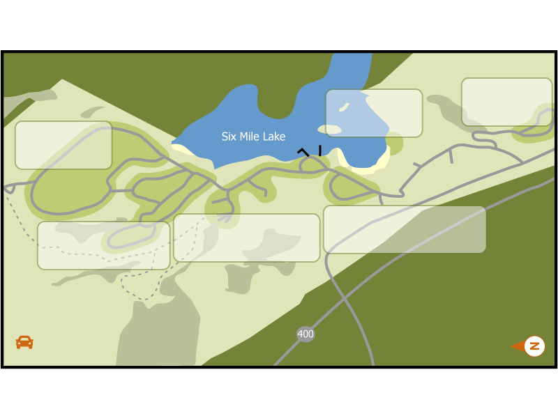 Six Mile Lake campground overview map