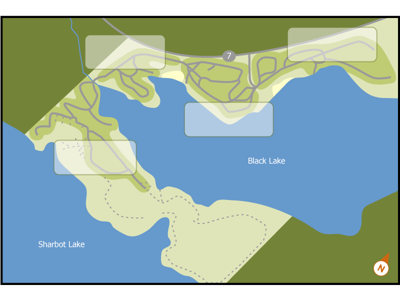 Sharbot Lake campground overview map