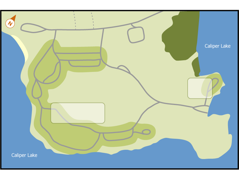 Caliper Lake campground overview map