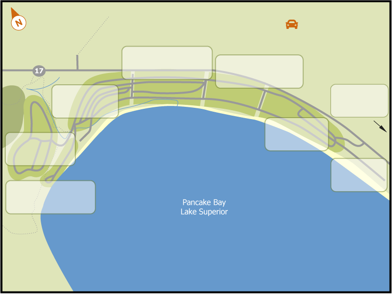 Pancake Bay campground overview map
