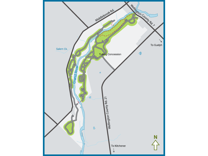 Elora Gorge campground overview map